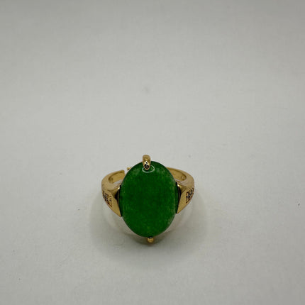 Vintage Golden Green Jade Lucky Cocktail Ring