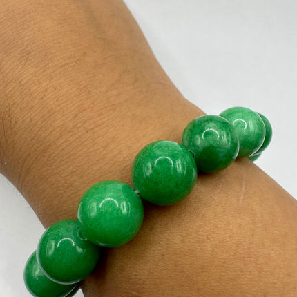 Vintage Green Aventurine Jade Lucky Stretch Beaded Bracelet