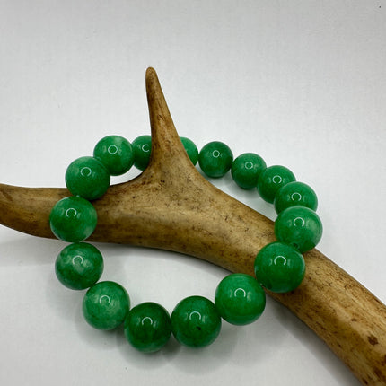 Vintage Green Aventurine Jade Lucky Stretch Beaded Bracelet