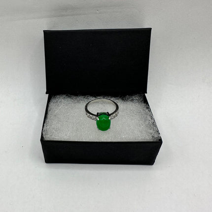 Vintage Silver Green Jade Lucky Cocktail Ring