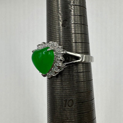 Vintage Silver Green Jade Lucky Cocktail Ring