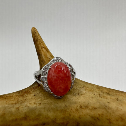 Vintage Pink Rhodochrosite Lucky Cocktail Ring