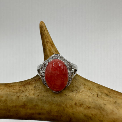 Vintage Pink Rhodochrosite Lucky Cocktail Ring