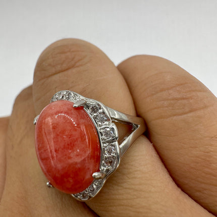 Vintage Pink Rhodochrosite Lucky Cocktail Ring