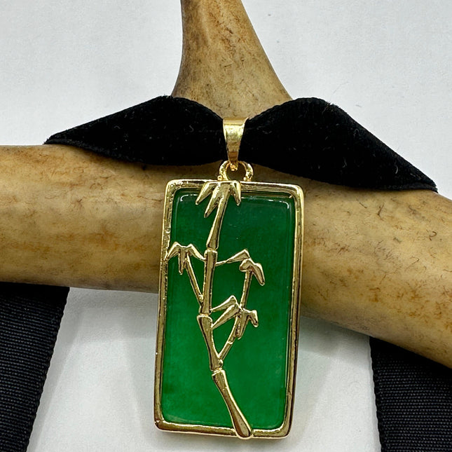 Vintage Green Jade Deco Choker Necklace - Golden Bronze