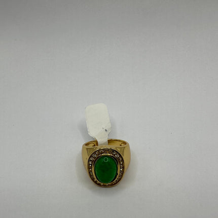 Vintage Gold Green Jade Lucky Cocktail Ring