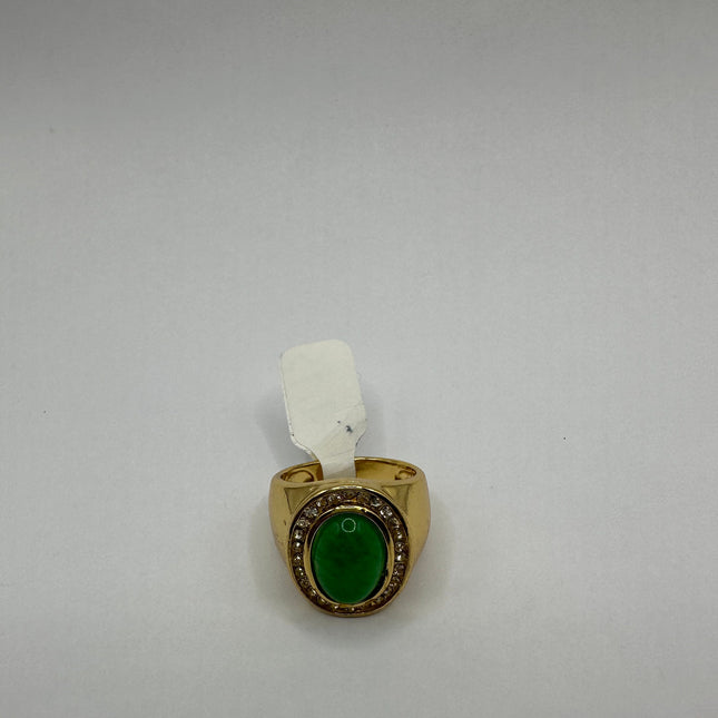 Vintage Gold Green Jade Lucky Cocktail Ring