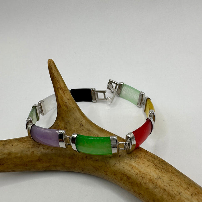 Vintage Mixed Gemstone Lucky Bracelet Silver Bronze