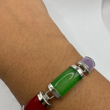 Vintage Mixed Gemstone Lucky Bracelet Silver Bronze
