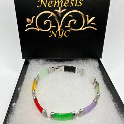 Vintage Mixed Gemstone Lucky Bracelet Silver Bronze