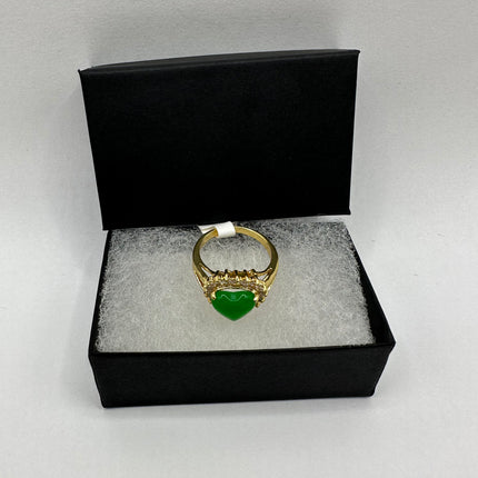 Vintage Gold Green Jade Lucky Cocktail Ring