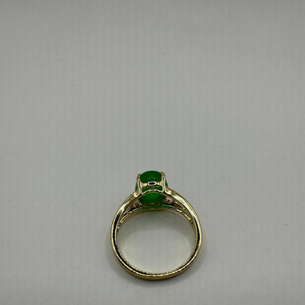 Vintage Gold Green Jade Lucky Cocktail Ring