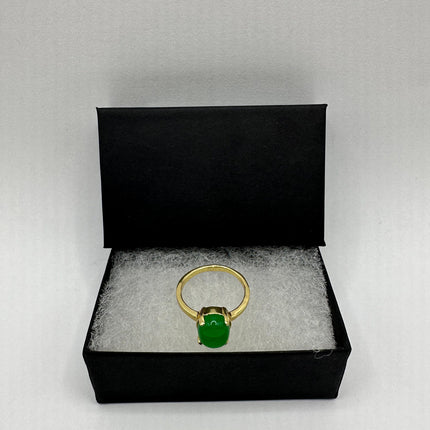 Vintage Gold Green Jade Lucky Cocktail Ring