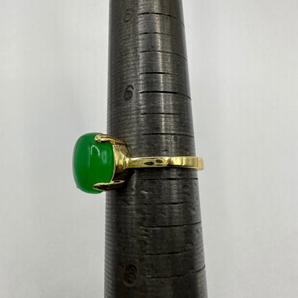 Vintage Gold Green Jade Lucky Cocktail Ring