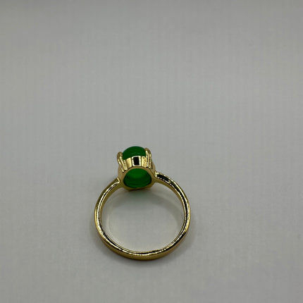 Vintage Gold Green Jade Lucky Cocktail Ring
