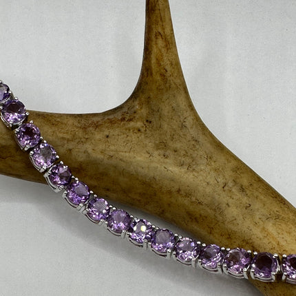 Vintage Purple Amethyst Tennis Bracelet 925 Sterling Silver
