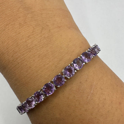 Vintage Purple Amethyst Tennis Bracelet 925 Sterling Silver