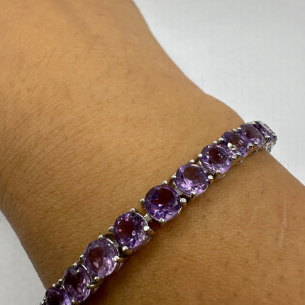 Vintage Purple Amethyst Tennis Bracelet 925 Sterling Silver