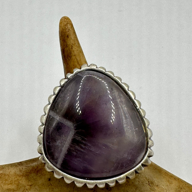 Vintage Purple Amethyst Ring Band Silver