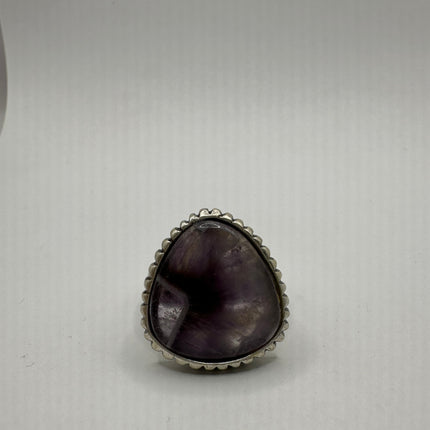 Vintage Purple Amethyst Ring Band Silver