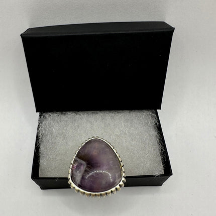 Vintage Purple Amethyst Ring Band Silver