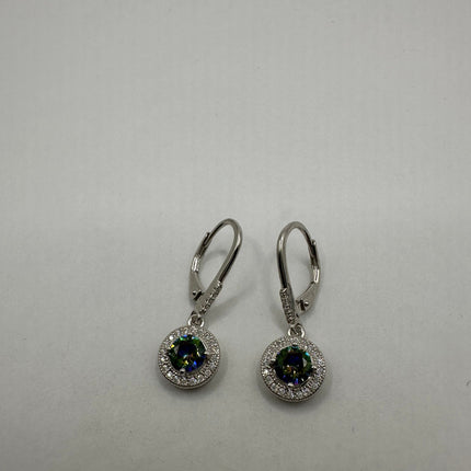Vintage Silver Earrings | Blue Mystic Topaz White Sapphire Gemstone Dangle Drop Chandelier Earrings | 925 Sterling Silver