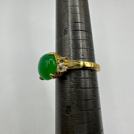 Vintage Gold Green Jade Lucky Cocktail Ring
