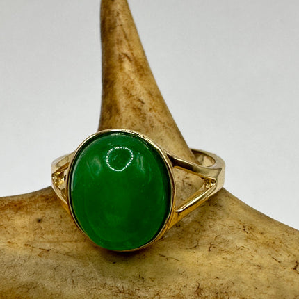 Vintage Green Jade Lucky Cocktail Ring