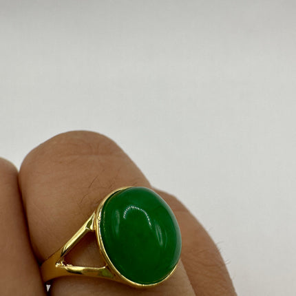 Vintage Green Jade Lucky Cocktail Ring