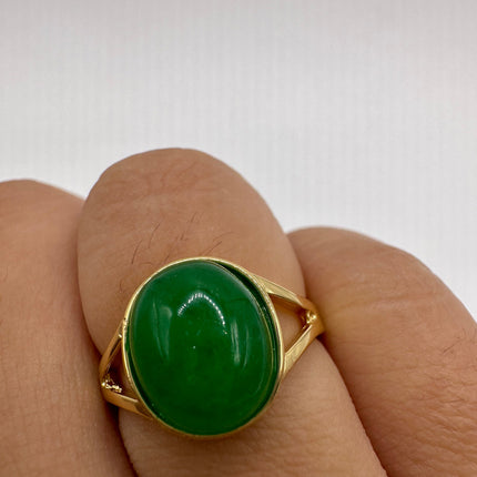 Vintage Green Jade Lucky Cocktail Ring