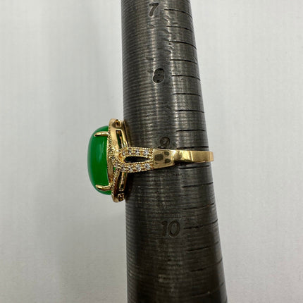 Vintage Green Jade Lucky Cocktail Ring Bronze Setting Hand Refinished adjustable