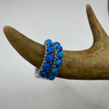 Vintage Silver Earrings | Tiny Blue Fire Opal Hoop Huggie Cuff | 925 Sterling Silver Earrings | Something Blue Wedding Everyday Jewelry