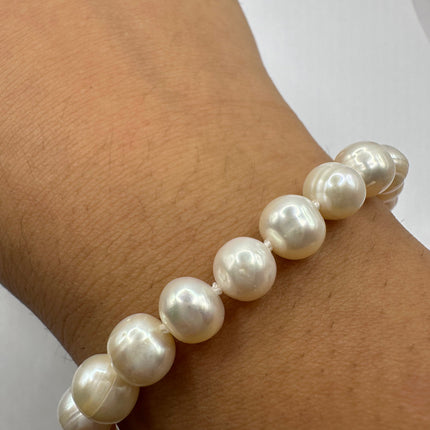 Vintage White Pearl Hand Knotted Bracelet 925 Sterling Silver
