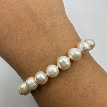 Vintage White Pearl Hand Knotted Bracelet 925 Sterling Silver