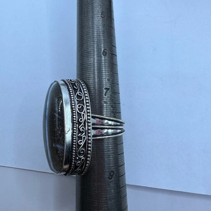 Vintage Black Banded Agate Cocktail Ring