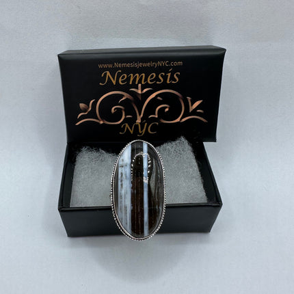 Vintage Black Banded Agate Cocktail Ring