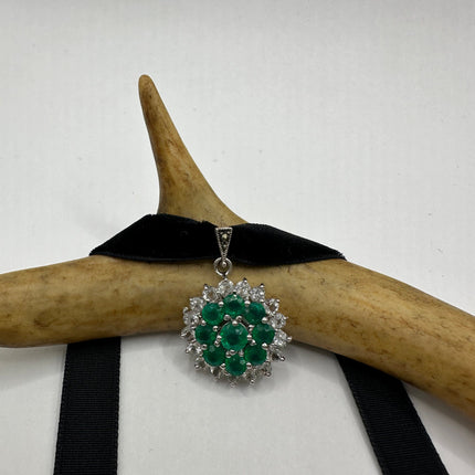 Vintage Green Chrome Diopside Choker 925 Sterling Silver Necklace