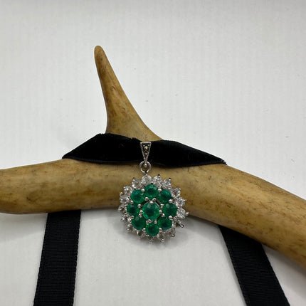 Vintage Green Chrome Diopside Choker 925 Sterling Silver Necklace