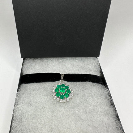 Vintage Green Chrome Diopside Choker 925 Sterling Silver Necklace
