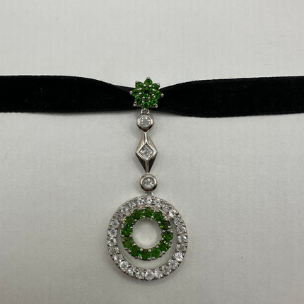 Vintage Green Chrome Diopside Choker 925 Sterling Silver Necklace
