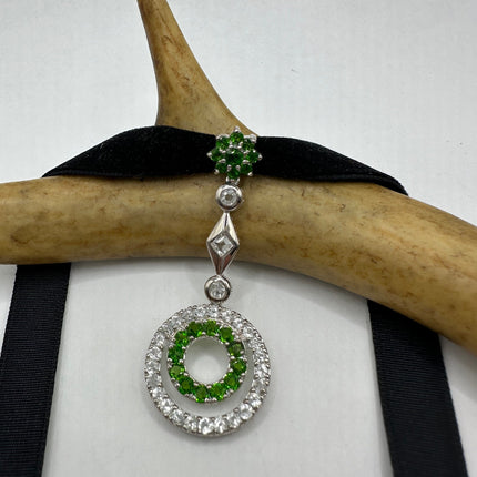 Vintage Green Chrome Diopside Choker 925 Sterling Silver Necklace