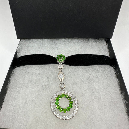 Vintage Green Chrome Diopside Choker 925 Sterling Silver Necklace