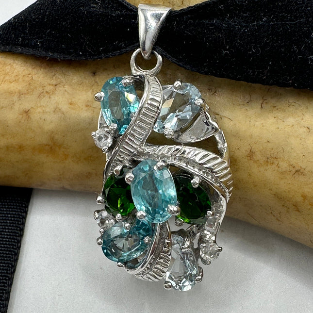 Vintage Green Chrome Diopside Choker 925 Sterling Silver Necklace