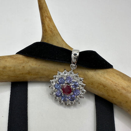 Vintage Blue Tanzanite Velvet Choker Necklace 925 Sterling Silver