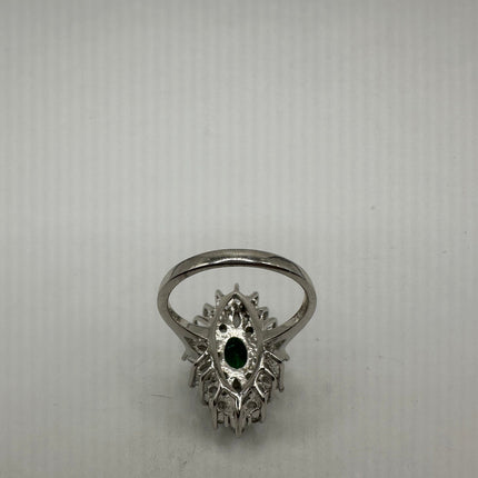 Vintage Green Fluorite Cocktail Ring Band 925 Sterling Silver