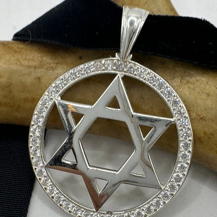 Vintage Silver Star of David Pendant Choker Necklace | 925 Sterling Silver Jewish Star Velvet Ribbon Statement Charm Choker Necklace