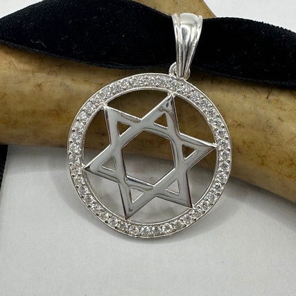 Vintage Silver Star of David Pendant Choker Necklace | 925 Sterling Silver Jewish Star Velvet Ribbon Statement Charm Choker Necklace