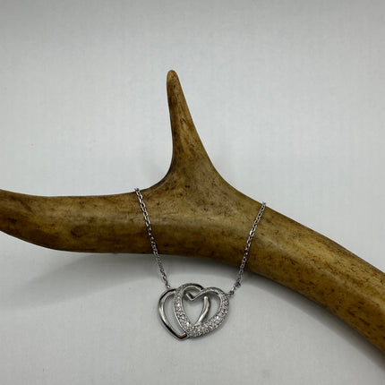 Vintage Love Heart Eternity 925 Sterling Silver chain Necklace