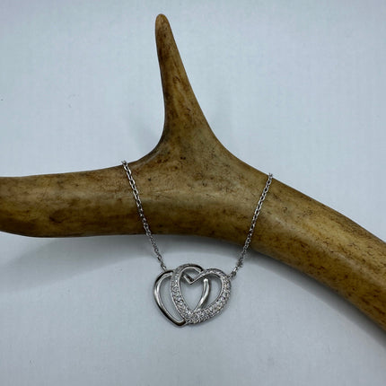 Vintage Love Heart Eternity 925 Sterling Silver chain Necklace