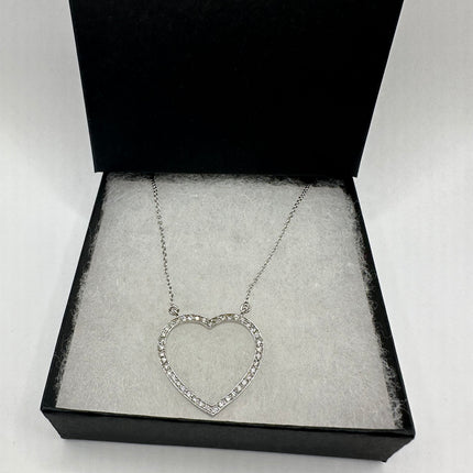 Vintage Love Heart Eternity 925 Sterling Silver chain Necklace